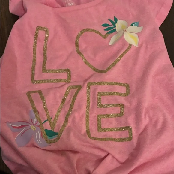 Carter's Pink Tee with Love and Floral Design Size 6 - Picture 4 of 4